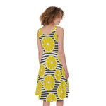 Lemon Striped Pattern Print Women's Sleeveless Dress