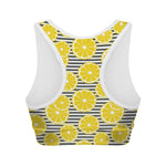 Lemon Striped Pattern Print Women's Sports Bra