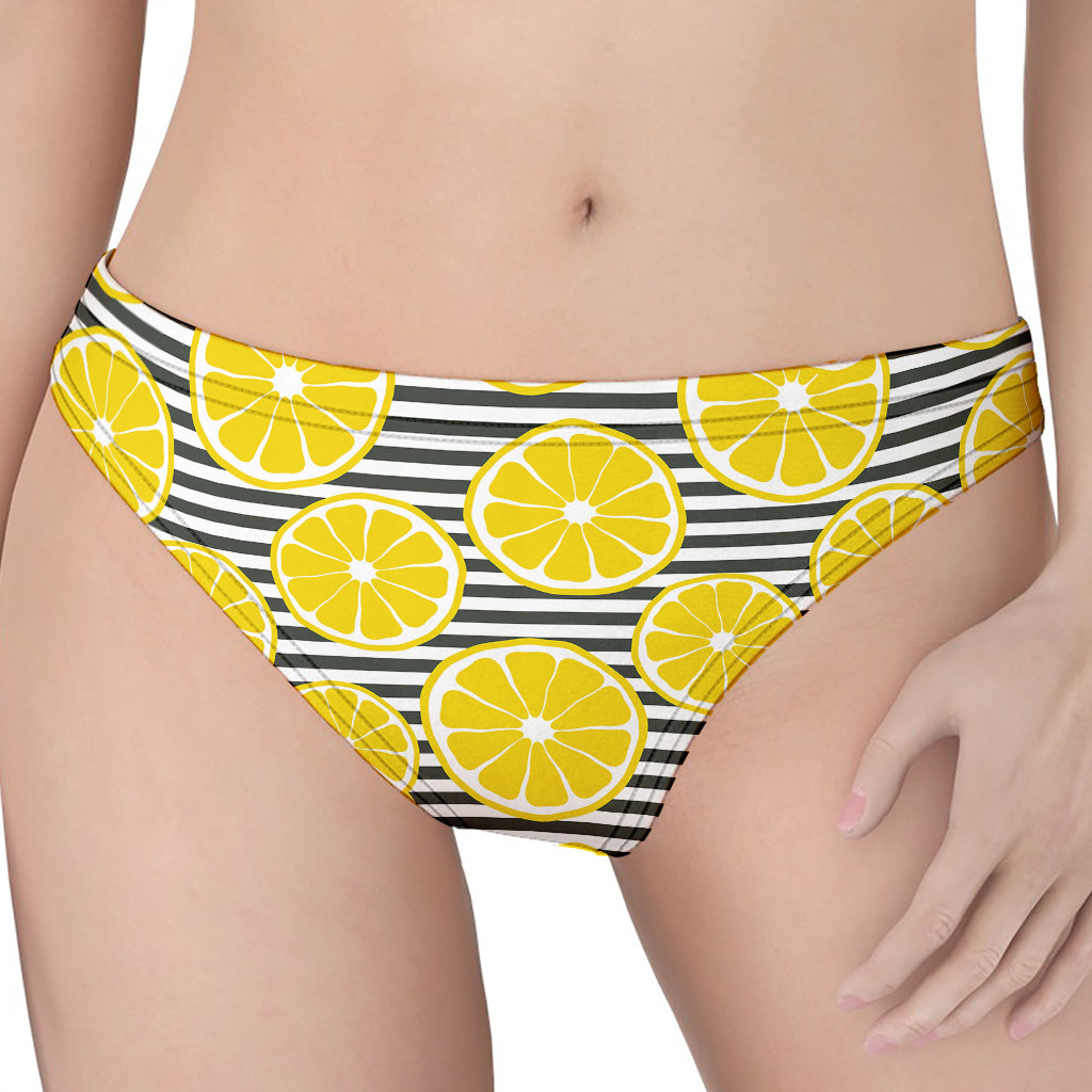 Lemon Striped Pattern Print Women's Thong