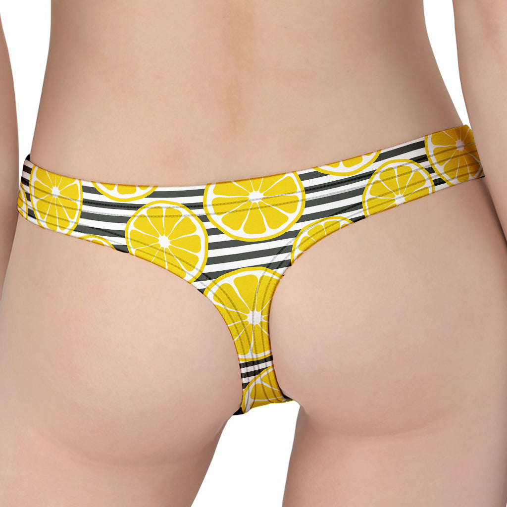Lemon Striped Pattern Print Women's Thong