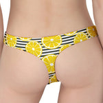 Lemon Striped Pattern Print Women's Thong