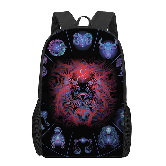 Leo And Astrological Signs Print 17 Inch Backpack