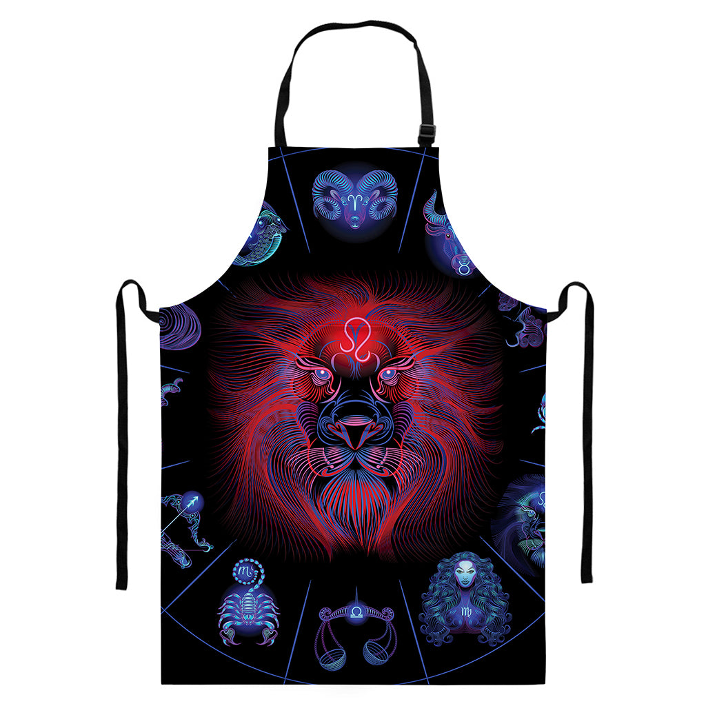 Leo And Astrological Signs Print Bib Apron With Pocket