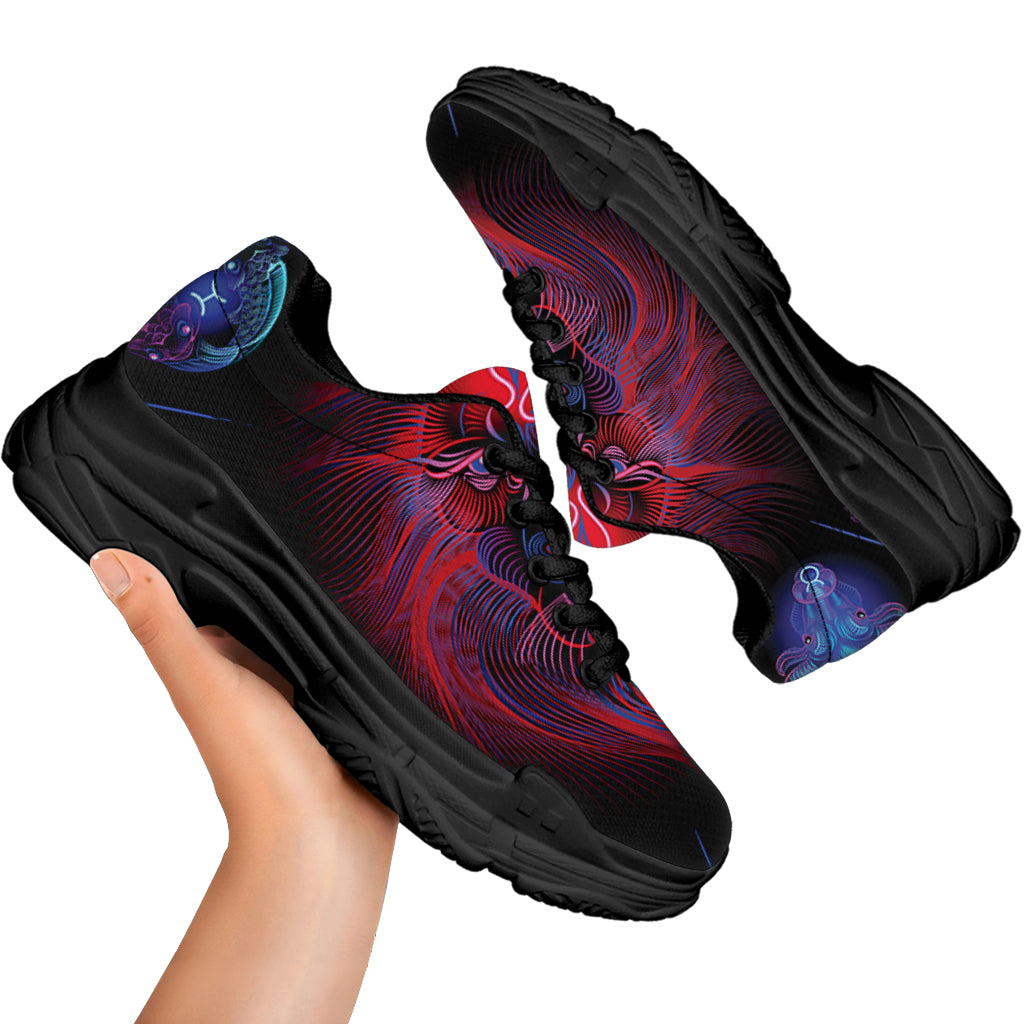 Leo And Astrological Signs Print Black Chunky Shoes