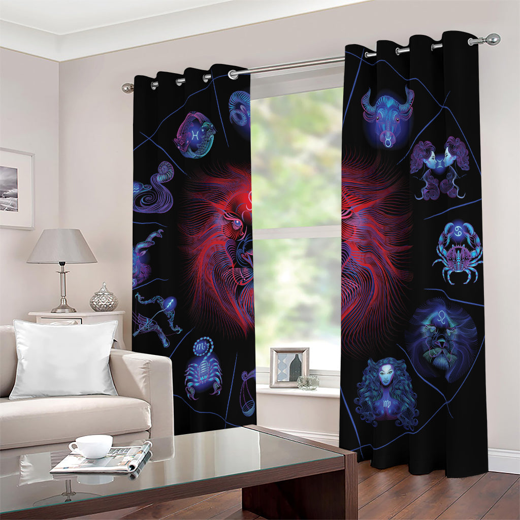 Leo And Astrological Signs Print Blackout Grommet Curtains