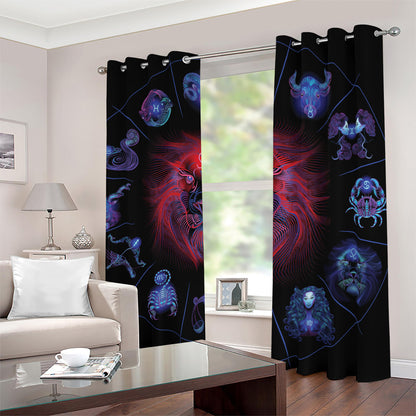 Leo And Astrological Signs Print Blackout Grommet Curtains