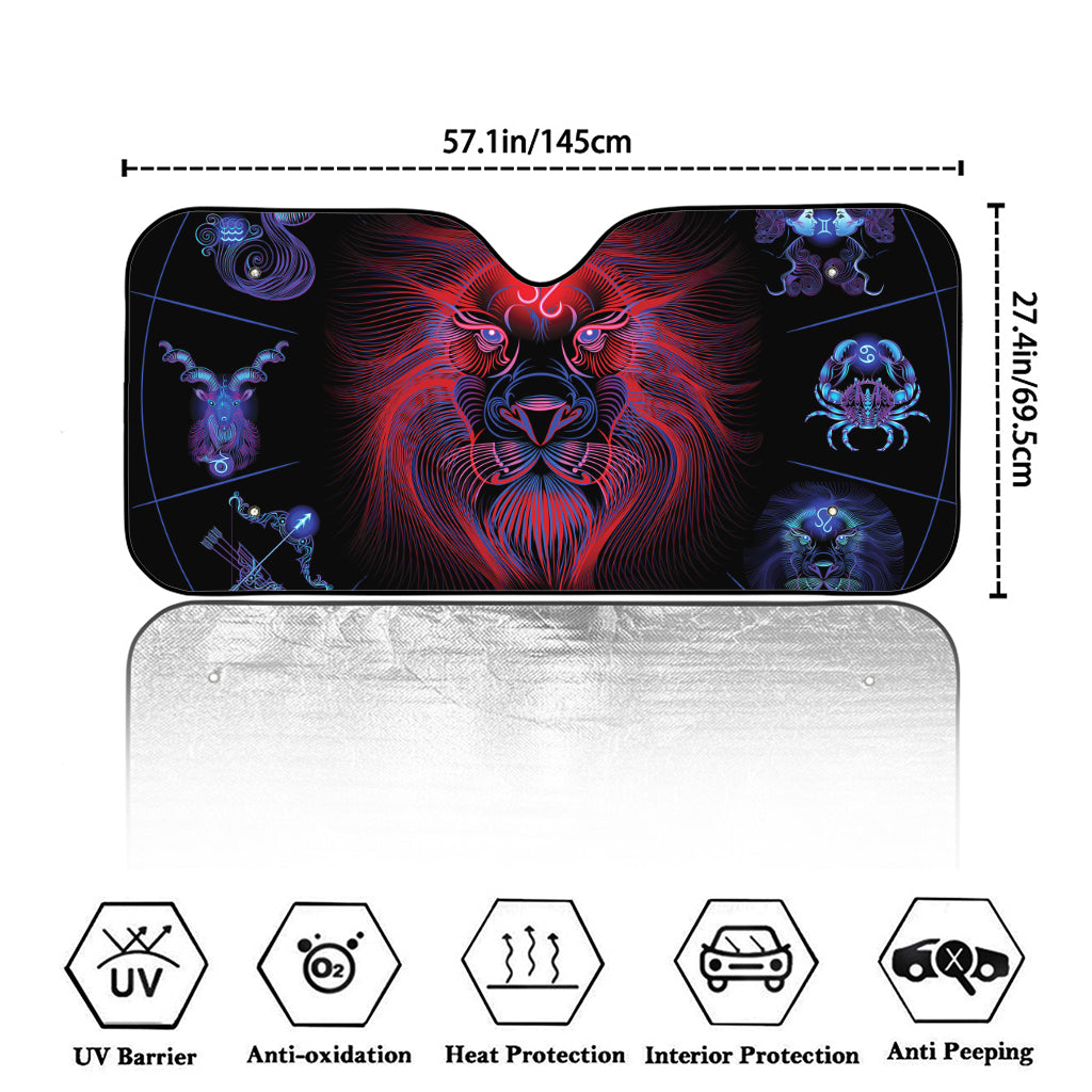 Leo And Astrological Signs Print Car Windshield Sun Shade