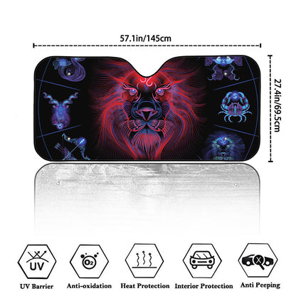 Leo And Astrological Signs Print Car Windshield Sun Shade