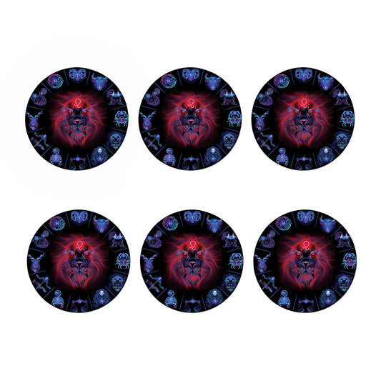 Leo And Astrological Signs Print Coaster Set