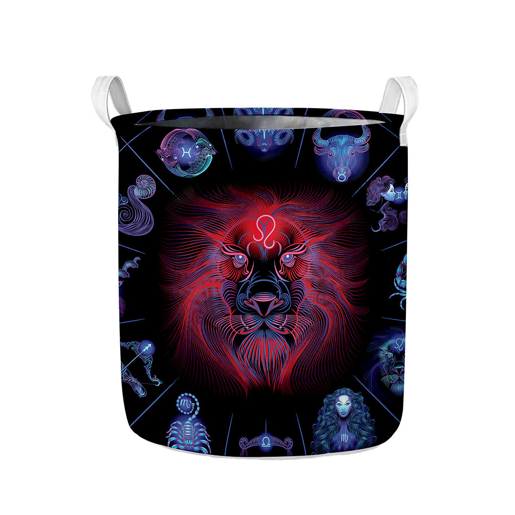 Leo And Astrological Signs Print Collapsible Laundry Basket