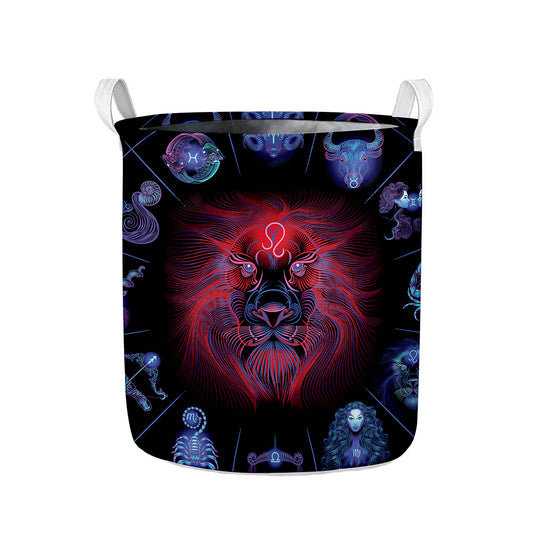 Leo And Astrological Signs Print Collapsible Laundry Basket