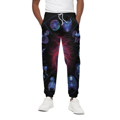 Leo And Astrological Signs Print Cotton Pants