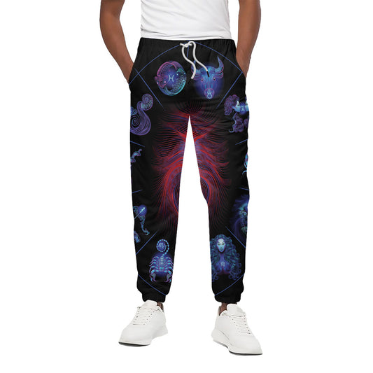 Leo And Astrological Signs Print Cotton Pants