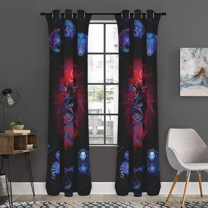 Leo And Astrological Signs Print Curtain