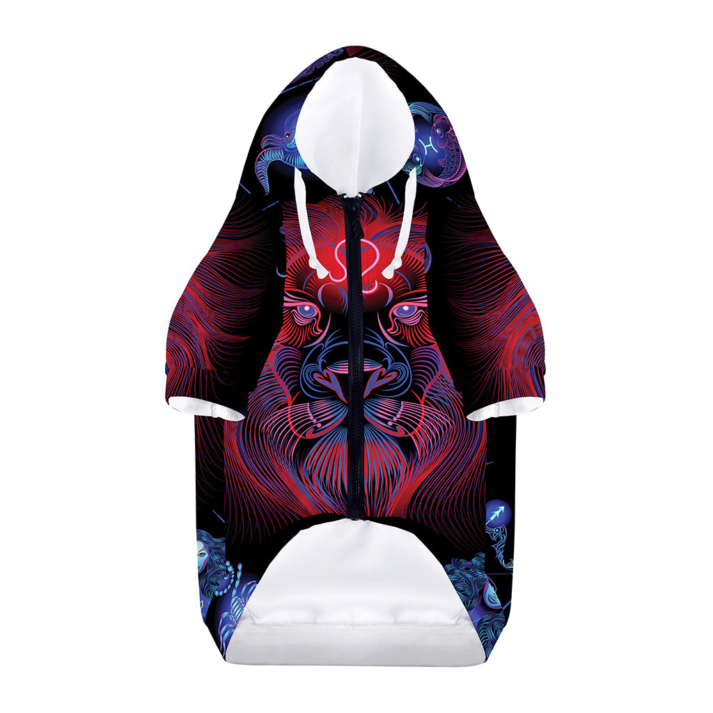 Leo And Astrological Signs Print Dog Zip Up Hoodie
