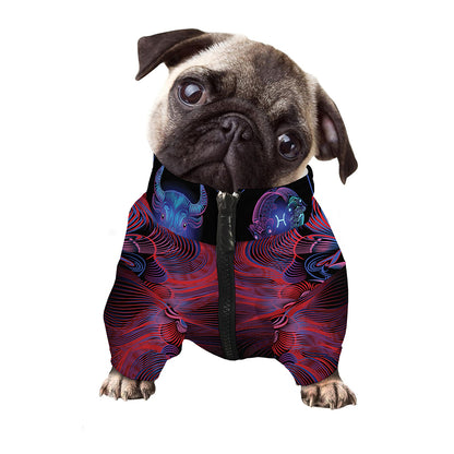 Leo And Astrological Signs Print Dog Zip Up Jacket