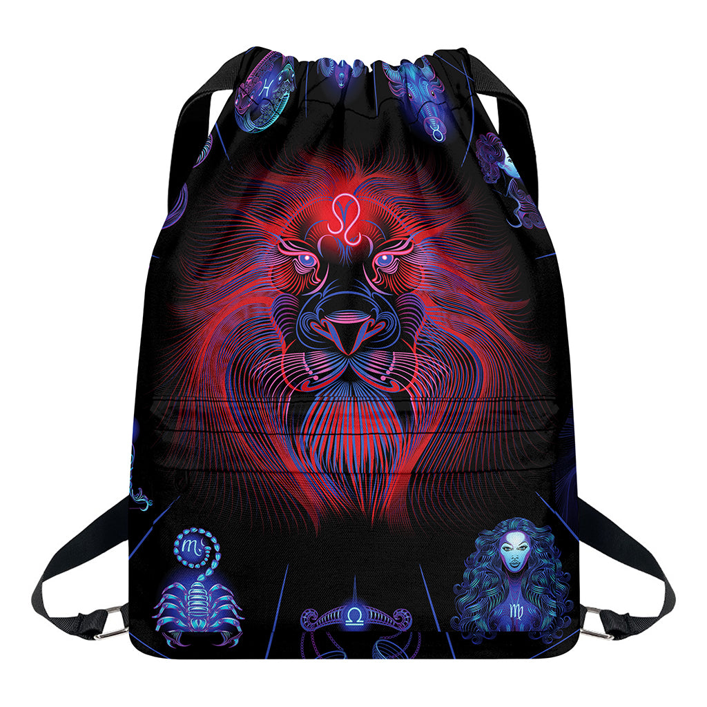 Leo And Astrological Signs Print Drawstring Backpack