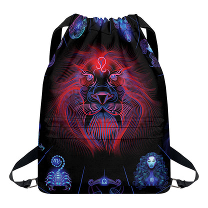 Leo And Astrological Signs Print Drawstring Backpack