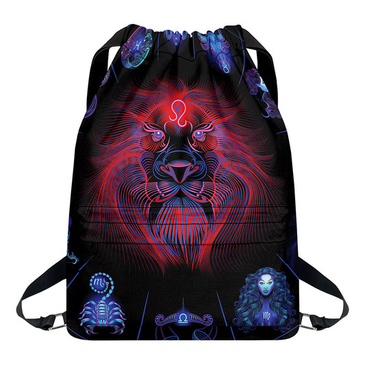 Leo And Astrological Signs Print Drawstring Backpack