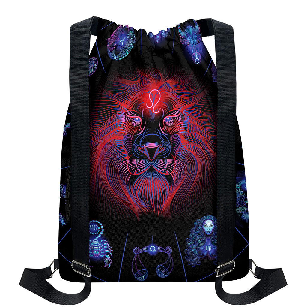 Leo And Astrological Signs Print Drawstring Backpack