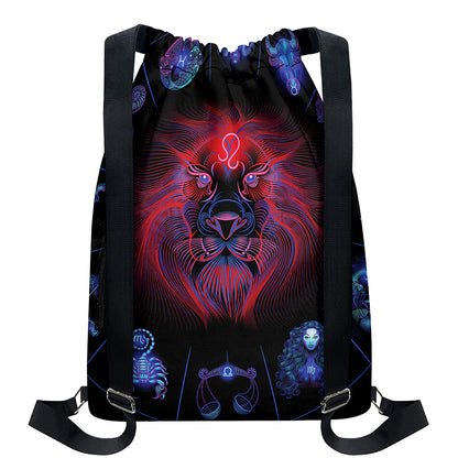 Leo And Astrological Signs Print Drawstring Backpack