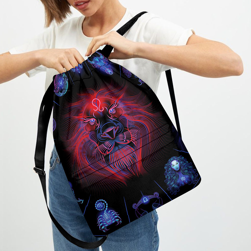 Leo And Astrological Signs Print Drawstring Backpack