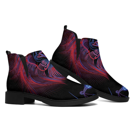 Leo And Astrological Signs Print Flat Ankle Boots