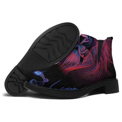 Leo And Astrological Signs Print Flat Ankle Boots