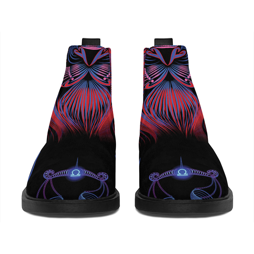 Leo And Astrological Signs Print Flat Ankle Boots