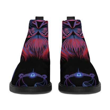 Leo And Astrological Signs Print Flat Ankle Boots