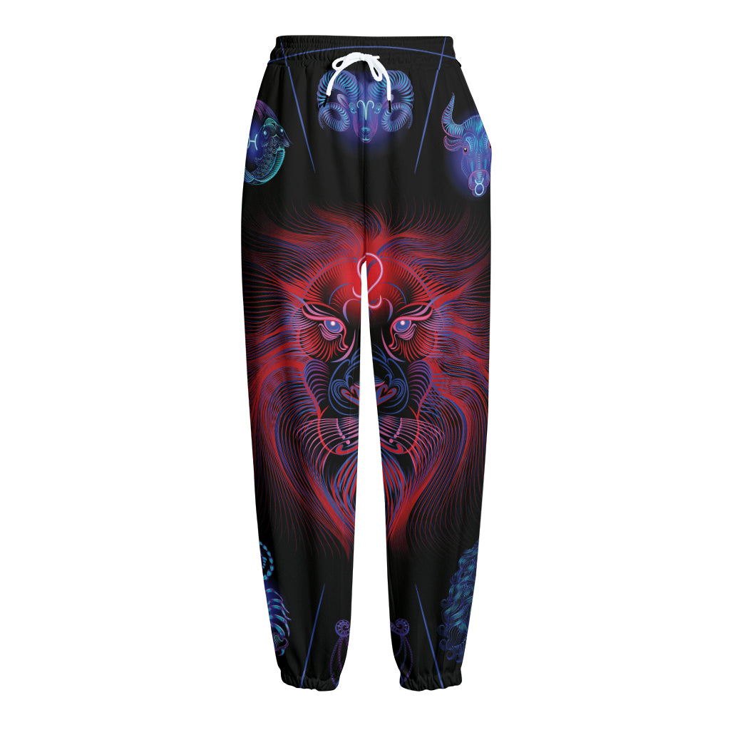 Leo And Astrological Signs Print Fleece Lined Knit Pants