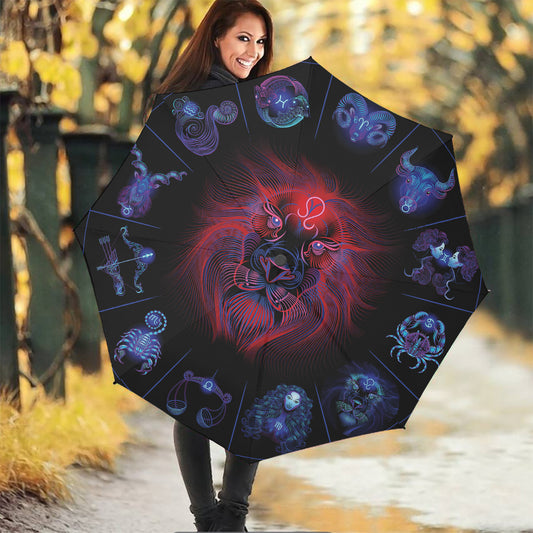 Leo And Astrological Signs Print Foldable Umbrella