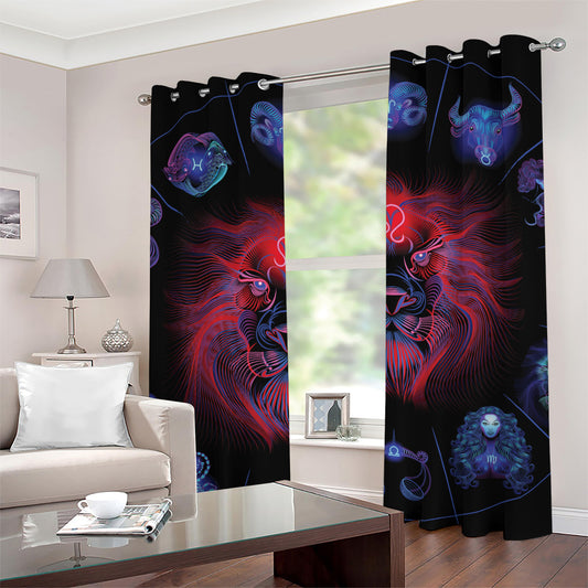 Leo And Astrological Signs Print Grommet Curtains
