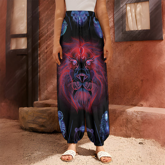 Leo And Astrological Signs Print Harem Pants