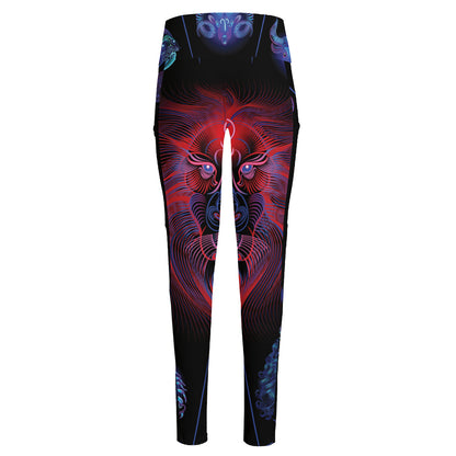Leo And Astrological Signs Print High-Waisted Pocket Leggings