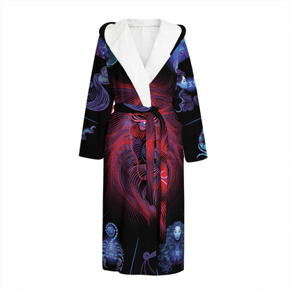 Leo And Astrological Signs Print Hooded Bathrobe