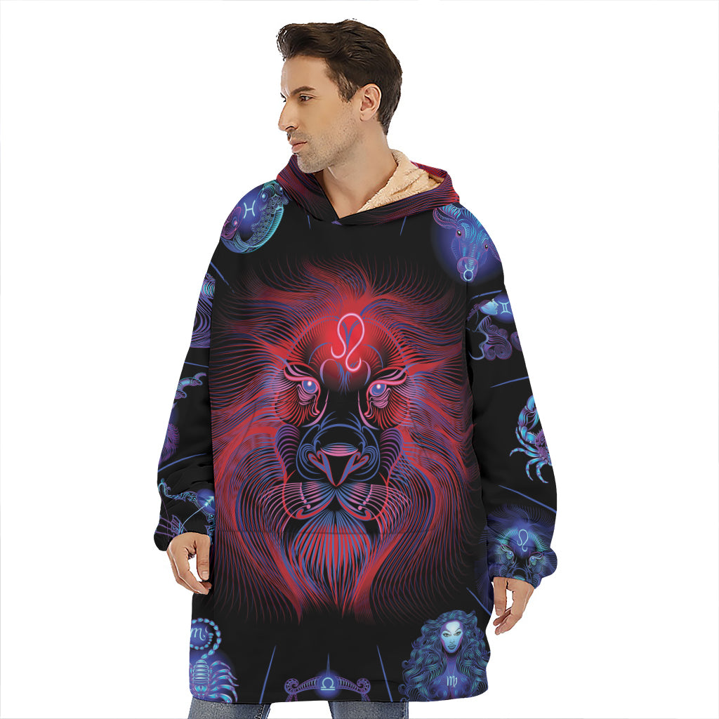 Leo And Astrological Signs Print Hoodie Blanket