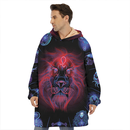 Leo And Astrological Signs Print Hoodie Blanket