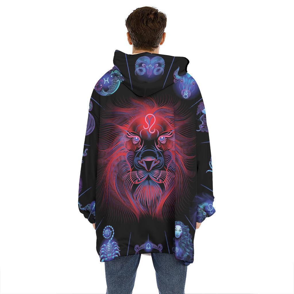 Leo And Astrological Signs Print Hoodie Blanket