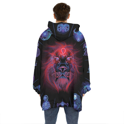 Leo And Astrological Signs Print Hoodie Blanket