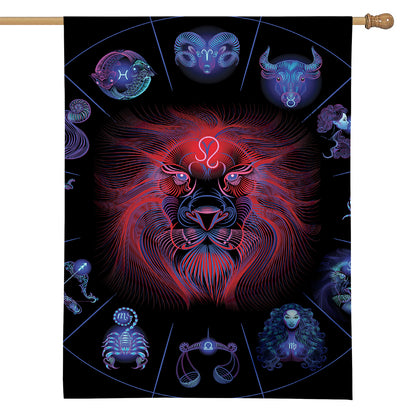 Leo And Astrological Signs Print House Flag