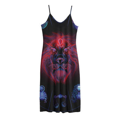 Leo And Astrological Signs Print Jersey Midi Cami Dress