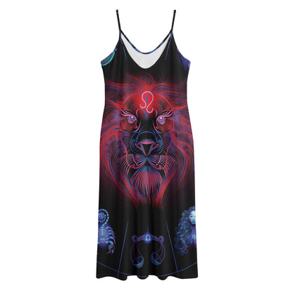 Leo And Astrological Signs Print Jersey Midi Cami Dress