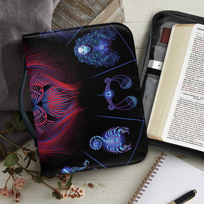 Leo And Astrological Signs Print Leather Bible Cover