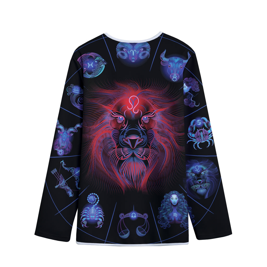 Leo And Astrological Signs Print Long Sleeve Short Coat