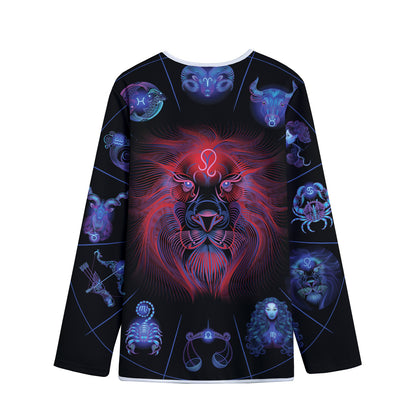 Leo And Astrological Signs Print Long Sleeve Short Coat