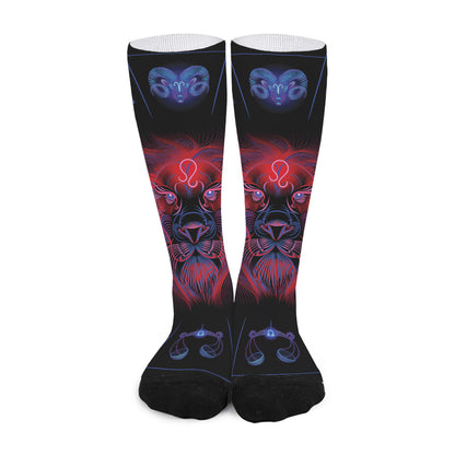 Leo And Astrological Signs Print Long Socks