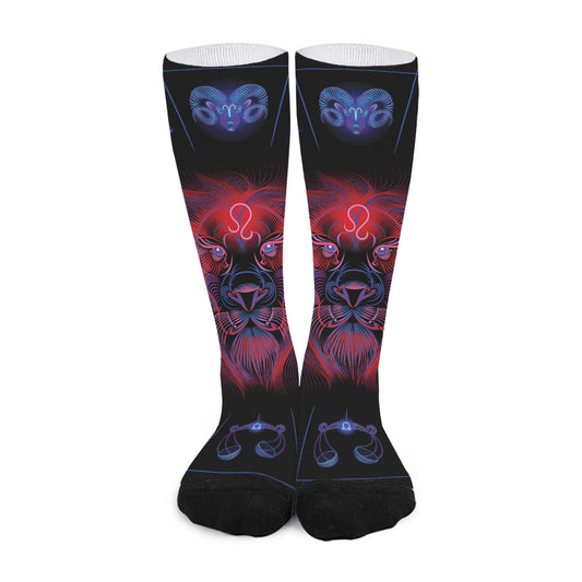 Leo And Astrological Signs Print Long Socks