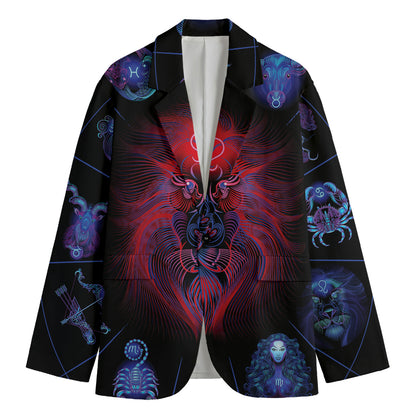 Leo And Astrological Signs Print Men's Blazer