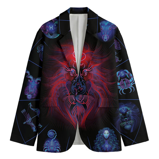 Leo And Astrological Signs Print Men's Blazer